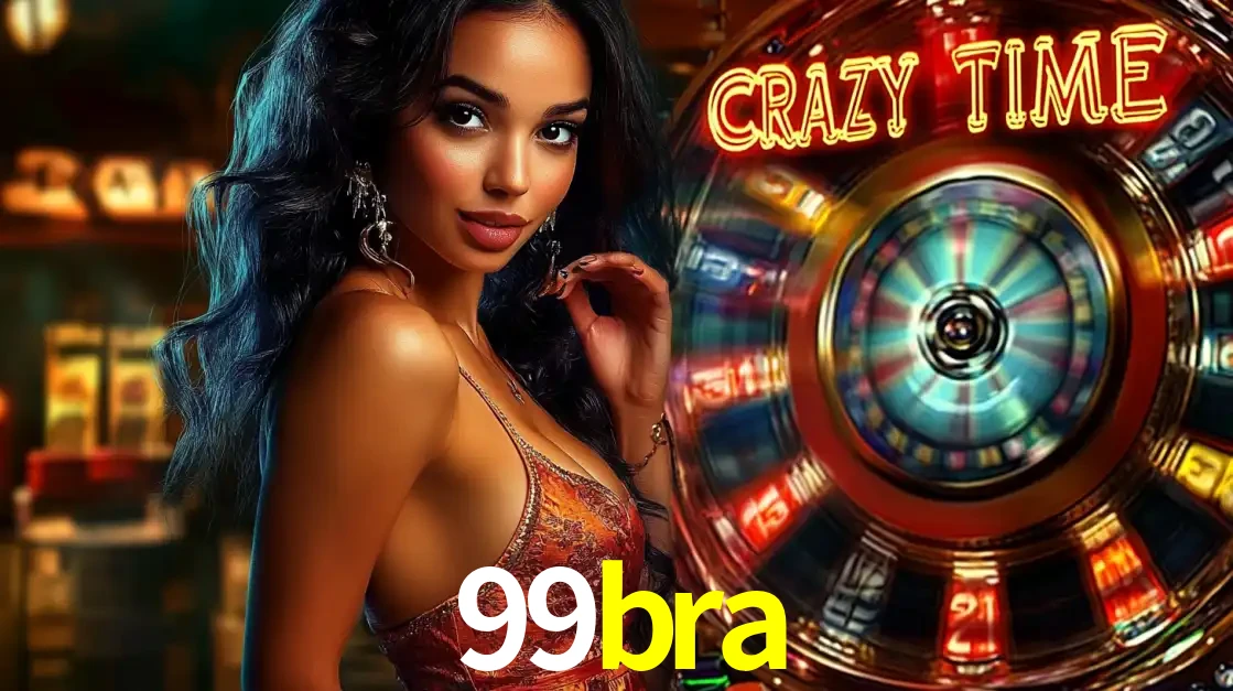 Mulher elegante ao lado da vibrante roda da fortuna do jogo de cassino ao vivo Crazy Time, um dos game shows mais populares e cheios de prêmios do 99bra.